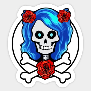 Girl Skull and Crossbones Sticker